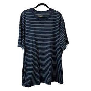 Foundry Shirt Young Mens 3XL Blue Green Striped Crew Neck Short Sleeve